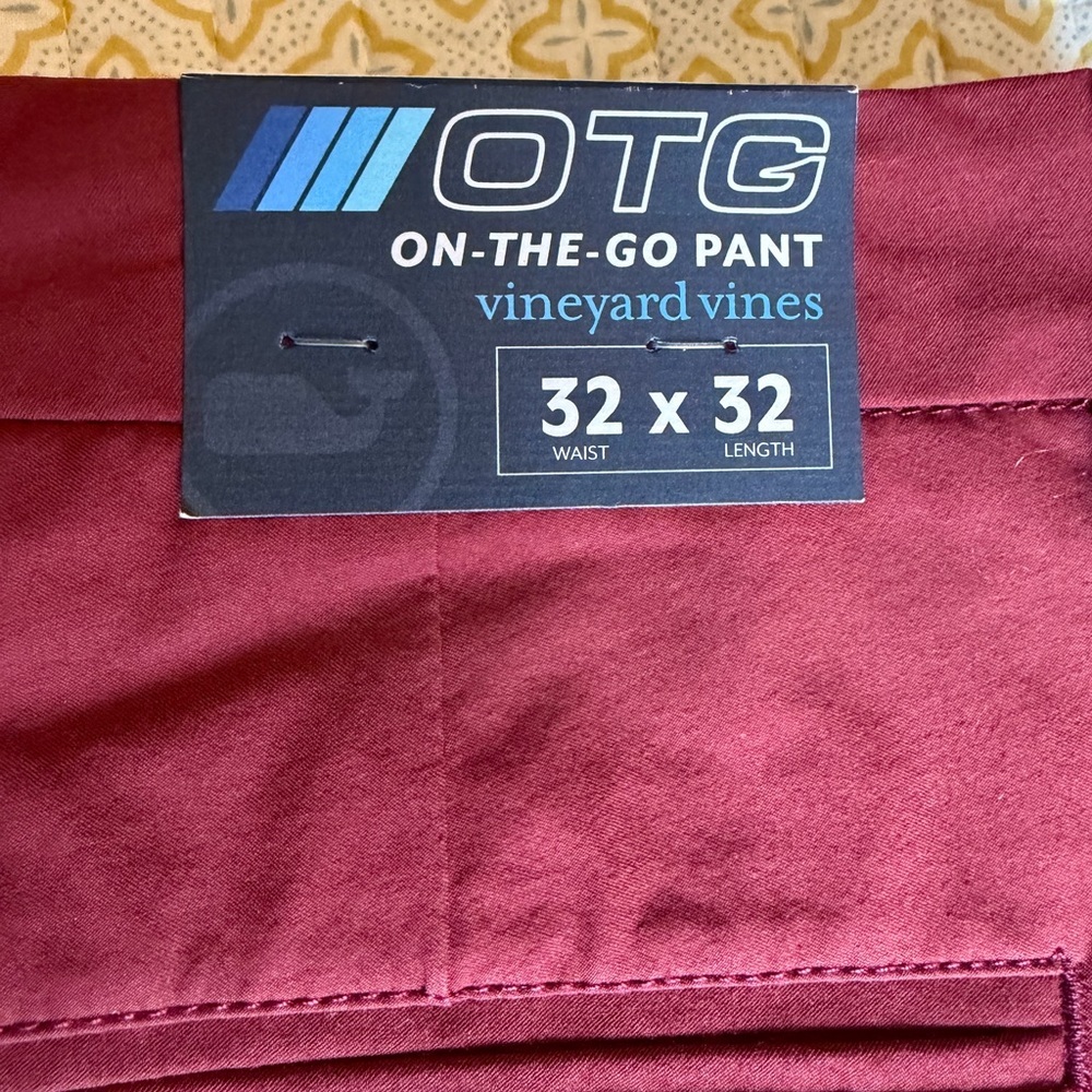 NWT Vineyard Vines Men's On The Go Golf Pant Maroon 32x32 - Picture 2 of 5